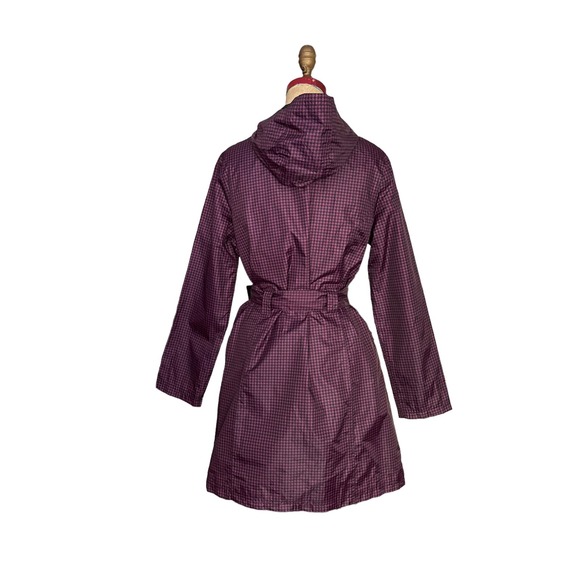Esmara Womens Trench Coat Purple Houndstooth Hooded Belted Pockets Lined M - Picture 4 of 7